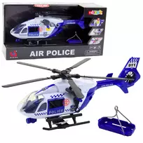 LEAN TOYS Policijos sraigtasparnis su kabliu ir neštuvais, šviesos ir garsai, 1:12