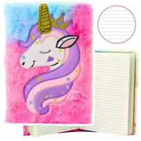 LEAN Plush Notebook Lined Unicorn with Golden Horn A5 80 Sheets
