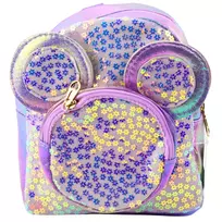 LEAN vaikiška kuprinė su blizgučiais ir pelės ausytėmis violetinė 22 cm 3L
