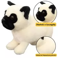 LEAN TOYS Minkštas žaislas Apkabinamas žaislas Mopsas Šuo Baltas 19cm