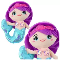 LEAN TOYS Minkštas Undinės Minkštas Žaislas Su Blizgančia Reversine Uodega 28 cm