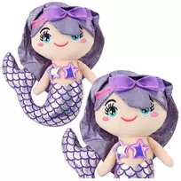 LEAN TOYS Minkštas žaislas Undinėlė su holografine uodega violetinė 25 cm