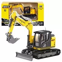 Huina 1:50 Crawler Excavator with Bulldozer Metal Diecast Model Yellow