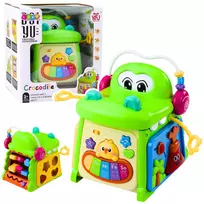LEAN TOYS Interaktyvus edukacinis kubas su rūšiuokle, pianinu ir sensoriniu krokodilu