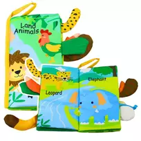LEAN TOYS Minkšta lavinamoji knygelė Šiugždantys gyvūnėliai kūdikiams
