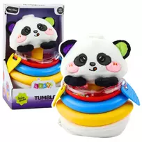 LEAN TOYS Sensorinis žaislas Tumbler Panda Piramidė Sūpuoklė Kramtukas Barškutis