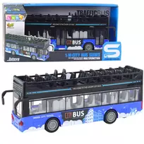 LEAN TOYS City Bus Double Decker 1:16 Drive Lights Sounds Blue