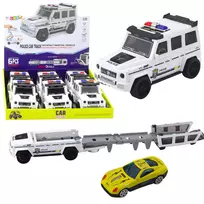 LEAN TOYS Policinis Visureigis Su Trinties Varikliuku, Atsidarančia Bagagine, Baltas