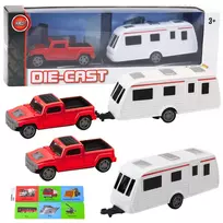 LEAN TOYS Automobilio su kemperio priekaba rinkinys Raudonas