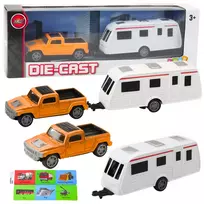 LEAN TOYS Automobilis su kemperio priekaba Oranžinis