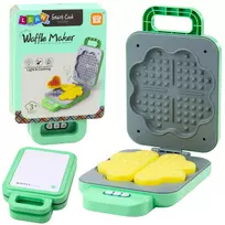 LEAN TOYS Žaislinis vaflių kepimo aparatas vaikams, veikiantis baterijomis, su šviesos efektais, žalias