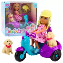 LEAN TOYS Ankiki Mini Lėlė su Triračiu Paspirtuku ir Šuneliu
