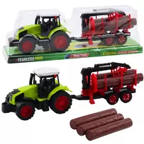 LEAN TOYS Žemės ūkio traktorius su HDS priekaba rąstams vežti