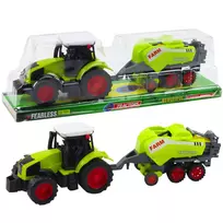 LEAN TOYS Traktoriaus ir šienapjovės preso rinkinys Žalias