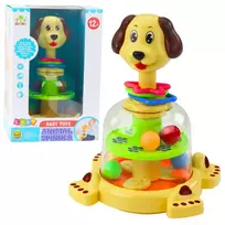 LEAN TOYS Interaktyvi Sukamoji Viršūnė Mažyliams - Šuns Tema su Spalvingais Rutuliukais, Muzikiniais Garsais ir Mirksinčiomis Švieselėmis