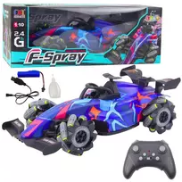 LEAN TOYS RC Remote Controlled Racer 1:10 Lights Sounds Water Steam Blue