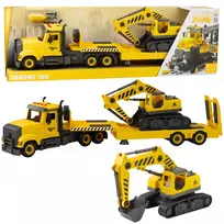 LEAN TOYS DIY Tow Truck Turning Crawler Excavator su Šviesomis ir Garsais