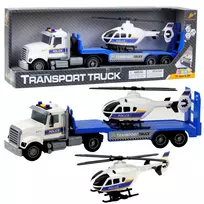 LEAN TOYS Policijos transporto sunkvežimis ir sraigtasparnis su šviesomis ir garsais