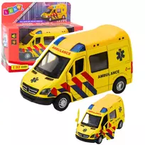 LEAN TOYS Greitosios pagalbos automobilis Metalas Pull Back Motorizuotas Šviesos Garsai Geltonas 1:32