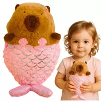 LEAN TOYS Plush Toy Capybara Mermaid Pink 28cm
