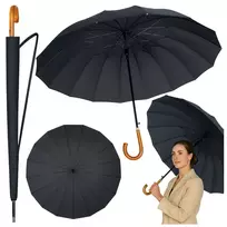 LEAN Didelis automatinis skėtis su rankų apsauga 24 briaunų juodas 115 cm