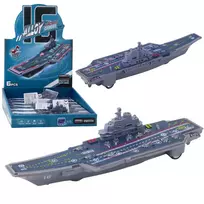 LEAN TOYS Karinis lėktuvnešis su šviesomis ir garsais, trinties pavara, 24 cm