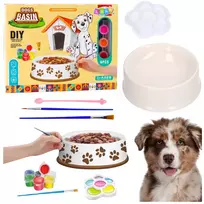 LEAN TOYS Kūrybinis rinkinys „Šuns dubuo“ dažymui su dažais ir teptukais „Pasidaryk pats“ 6 vnt.