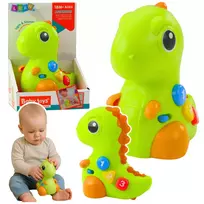 LEAN TOYS Interaktyvus žaislas mažiems vaikams Dinozauras ant ratukų su šviesomis ir garsais