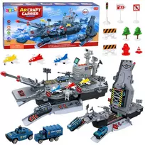 LEAN TOYS Military Set Lėktuvnešis Karinė Bazė Naikintuvai Transporto Priemonės Garsas Šviesa