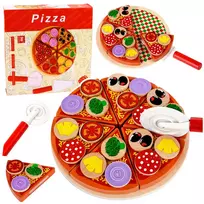 LEAN TOYS Wooden Pizza Cutting Set with Velcro Wheel and Cutting Board