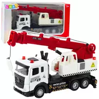 LEAN TOYS Sunkvežimis su kranu, Metalinė kabina, Reguliuojama strėlė, Šviesos ir garso sistema