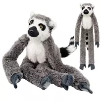 LEAN TOYS Plush Lemur Cuddly Toy with Velcro for Hanging Gray 35cm