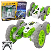 LEAN TOYS Valdomas Triukų Automobiliukas RC Šviesos Dūmai Drift 360° Žalias