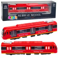 LEAN TOYS Metro Train City Express su atsidarančiomis durimis, šviesomis ir garsu – raudonas