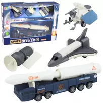 LEAN TOYS Kosmoso rinkinys Raketa Šatlas Palydovas Transporto priemonė