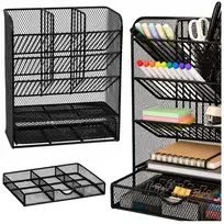 LEAN TOYS Metal Desk Organizer for Pens and Accessories, Black