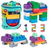 LEAN TOYS Minkšti sensoriniai konstravimo blokeliai maišelyje vaikams, spalvingi, 30 vnt.