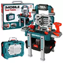 LEAN TOYS „Pasidaryk pats“ 2-in-1 įrankių stalas lagaminas dirbtuvės su atsuktuvu, 78 dalių