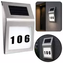 LEAN Solar LED sieninis šviestuvas su namo numerio apšvietimu, nerūdijantis plienas