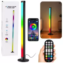 LEAN RGB LED kampinė grindinė lempa su muzikos režimu, nuotolinio valdymo pulteliu ir programėle 90cm