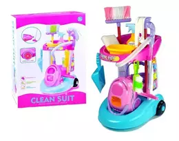 LEAN TOYS Valymo rinkinys ant vežimėlio su dulkių siurbliu