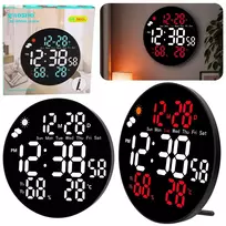 LEAN Digital LED Wall Clock Date Temperature Humidity Alarm Remote Control 25 cm