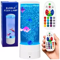 LEAN Dekoratyvinė naktinė lemputė LED RGB akvariumas su žuvytėmis 16 spalvų USB balta