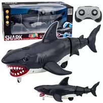 LEAN TOYS RC Shark Remote Controlled Rides, Moves Tail, Lights, Smoke Effect, Black