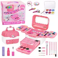LEAN TOYS Grožio rinkinys Vaikiška kosmetikos dėžutė Rožinis Vienaragis 72 vnt.