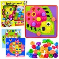 LEAN TOYS Button Mosaic Puzzle Creative Geometric Puzzle Mushrooms 46 pcs.