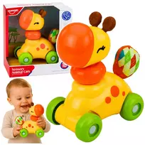 LEAN TOYS Interaktyvus sensorinis žaislas Žirafa automobilis vaikams geltonas