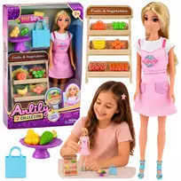 LEAN TOYS Anlily Lėlės Daržovių ir Vaisių Pardavėjo Parduotuvės Aksesuarų Rinkinys