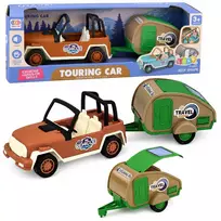 LEAN TOYS Visureigis su Priekaba ir Garsais Žalias ir Rudas Turistų Rinkinys