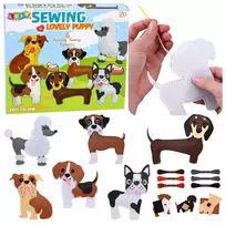 LEAN TOYS Kūrybinis žaislų siuvimo rinkinys iš veltinio „Šuniukai“ 6 vnt.